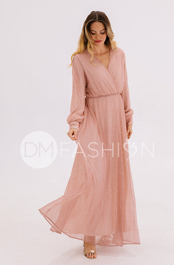 Jasmine Pink Champagne Sequin Gown - DM Exclusive - Nursing Friendly - Maternity Friendly