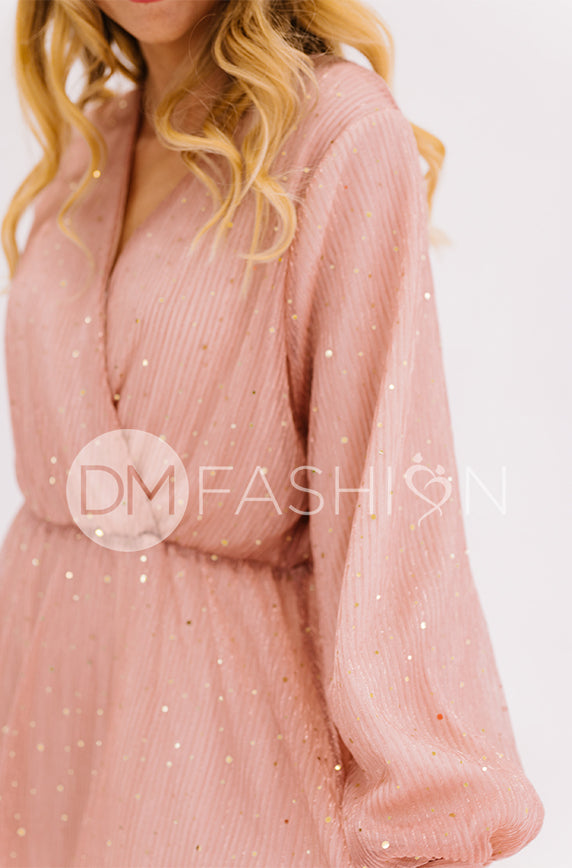 Jasmine Pink Champagne Sequin Gown - DM Exclusive
