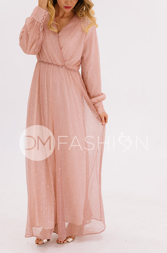 Jasmine Pink Champagne Sequin Gown - DM Exclusive
