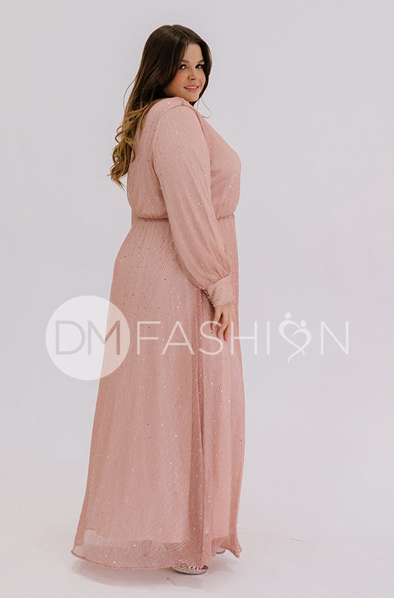 chinese dress ladies Jasmine Pink Champagne Sequin Gown - DM exclusive - Nursing Friendly