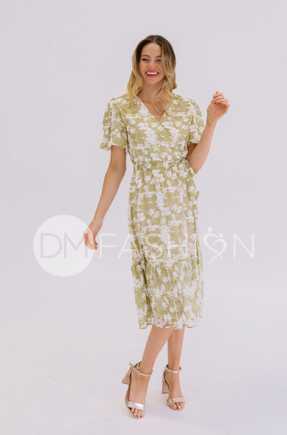 Tara Apple Green Satin Dress – DM Exclusive – Nursing Friendly