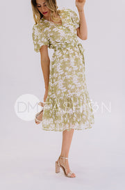 Tara Apple Green Satin Dress – DM Exclusive – Nursing Friendly