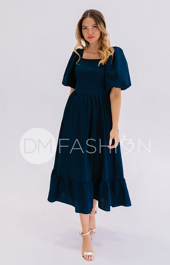 Josie Prussian Blue Dress - DM Exclusive - Maternity Friendly