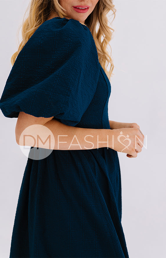 Josie Prussian Blue Dress - DM Exclusive - Maternity Friendly