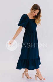 Josie Prussian Blue Dress - DM Exclusive - Maternity Friendly
