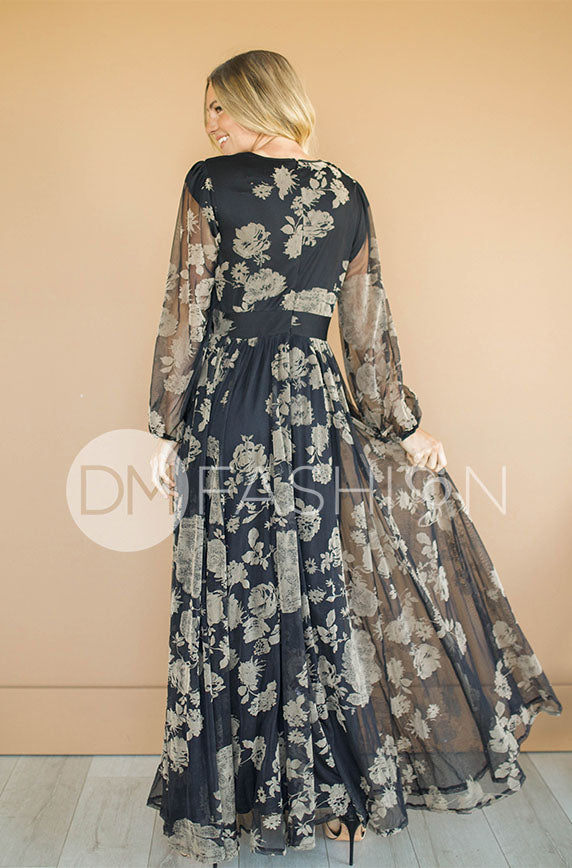 Adoria Black Floral Velvet Maxi - DM Exclusive - Restocked