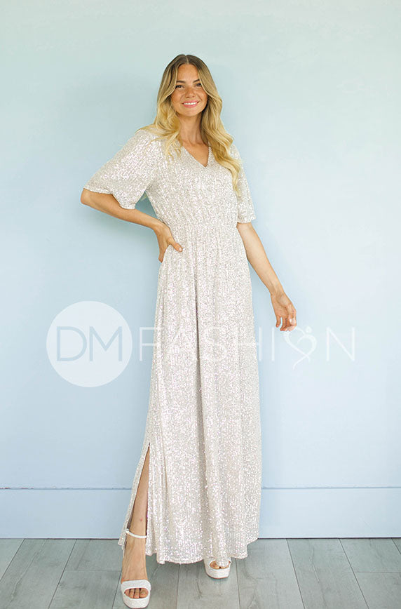 Daphne Champagne Sequin Gown - DM Exclusive - Maternity Friendly