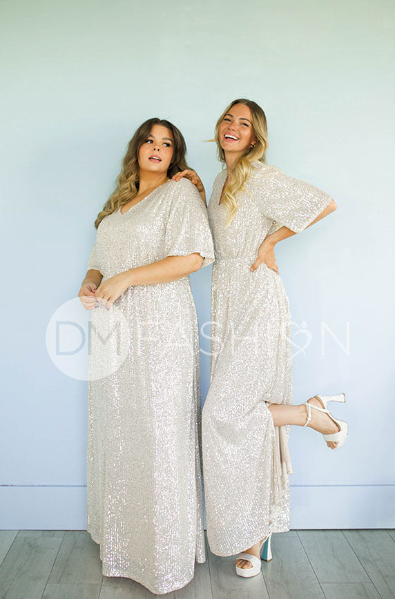Daphne Champagne Sequin Gown - DM Exclusive