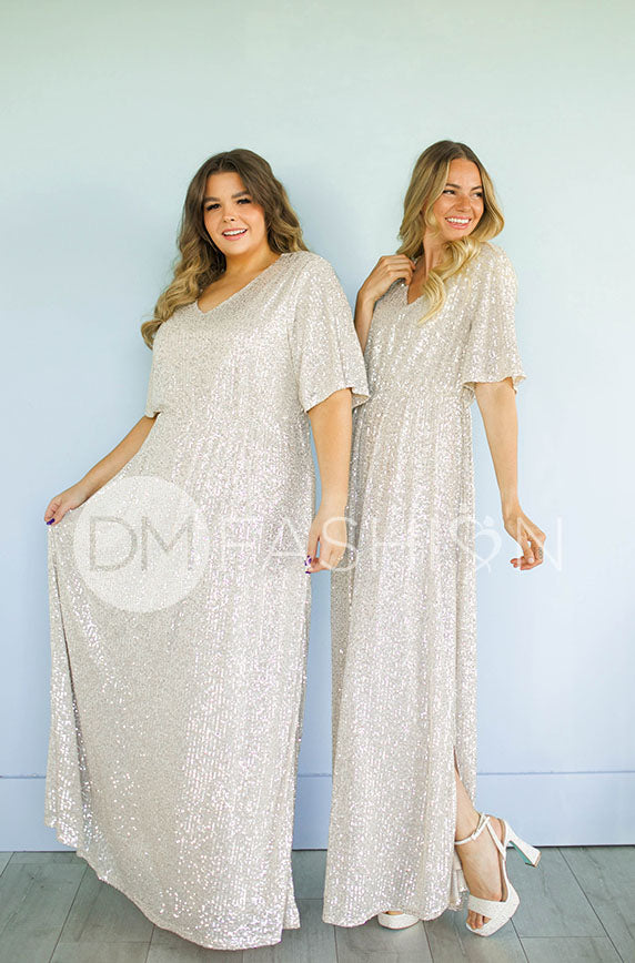 Daphne Champagne Sequin Gown - DM Exclusive