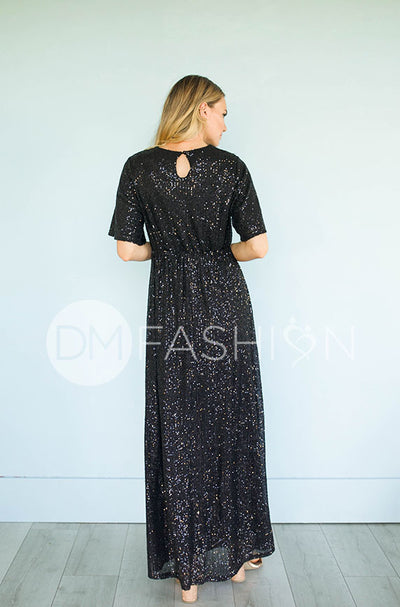 Daphne Black Sequin Gown - DM Exclusive - Maternity Friendly - FINAL FEW