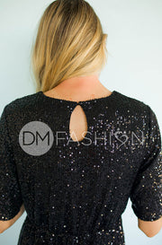 Daphne Black Sequin Gown - DM Exclusive - Maternity Friendly