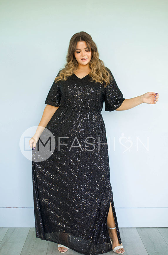 parfum little black dress Daphne Black Sequin Gown - DM Exclusive - Maternity Friendly