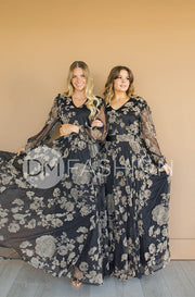 Adoria Black Floral Velvet Maxi - DM Exclusive - Restocked - Maternity Friendly