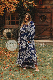 Jasmine Navy Floral Gown - DM Exclusive - Nursing Friendly - Maternity Friendly