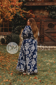 Jasmine Navy Floral Gown - DM Exclusive - Nursing Friendly - Maternity Friendly
