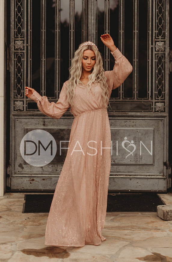Jasmine Pink Champagne Sequin Gown - DM Exclusive