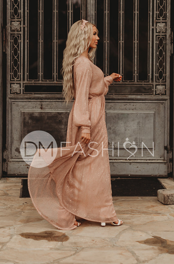 Jasmine Pink Champagne Sequin Gown - DM Exclusive