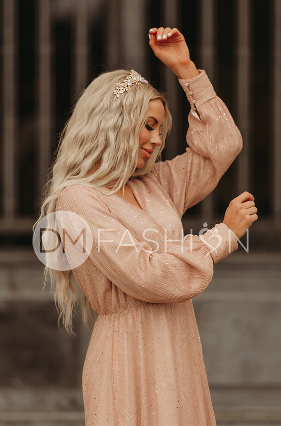 Jasmine Pink Champagne Sequin Gown - DM Exclusive