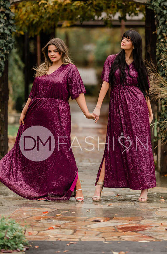 fitted lace wedding dress Daphne Twilight Purple Sequin Gown - DM exclusive - Maternity Friendly - Restocked