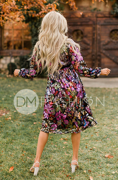 Danica Floral Sequin Dress - DM Exclusive - Maternity Friendly - Nursing Friendly