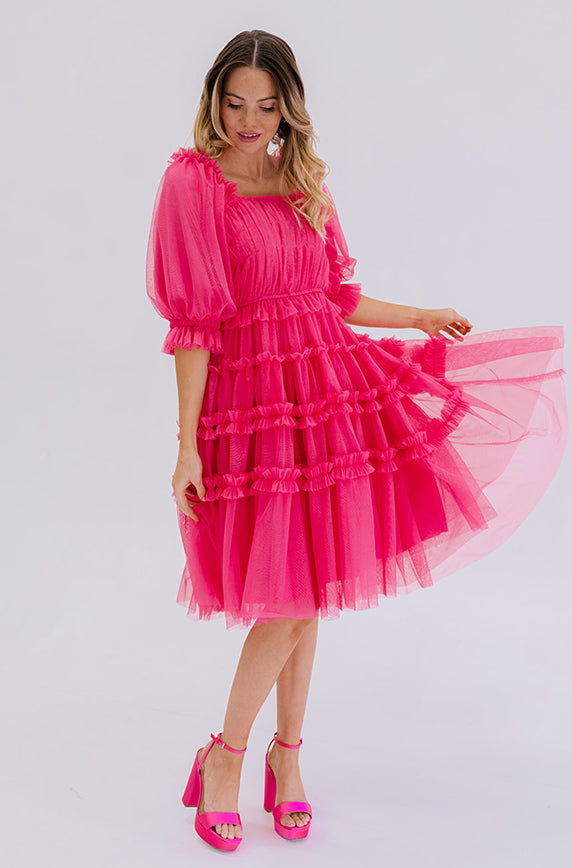 carnation pink dress Kelsie Modest Midi in Carnation Pink Medium