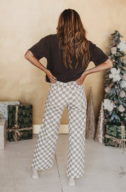 Emily Checkered Taupe Pants - FINAL FEW