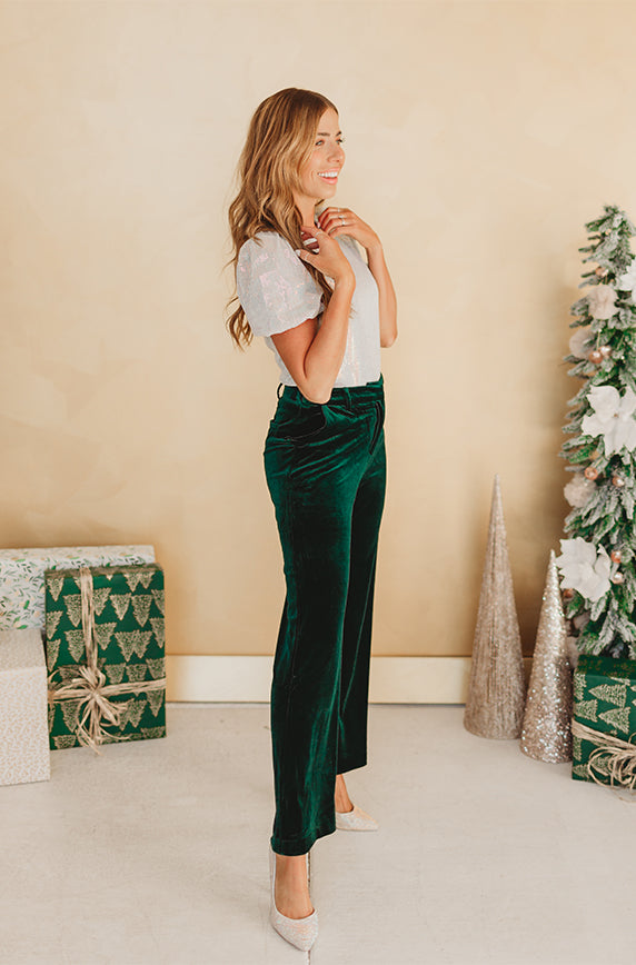 Millie Emerald Velvet Blazer Set