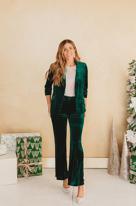 Millie Emerald Velvet Blazer Set- FINAL FEW