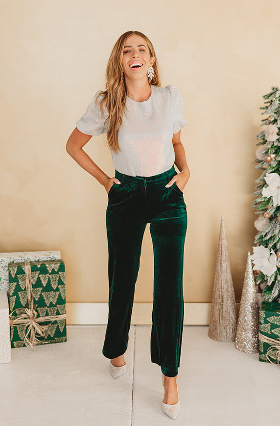 Millie Emerald Velvet Blazer Set
