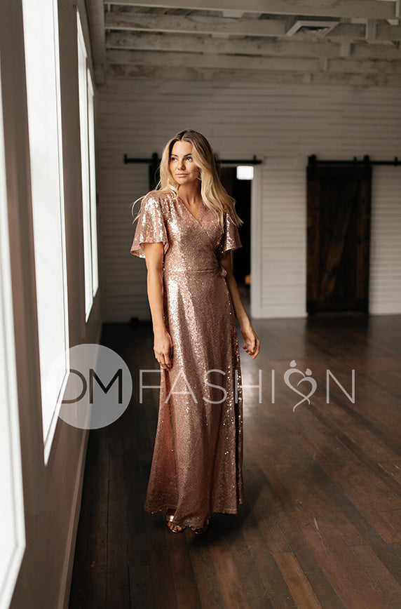 Aria Rose Gold Sequin Dress - DM Exclusive - Nursing Friendly - Maternity Friendly - FINAL SALE
