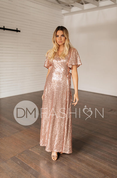 Aria Rose Gold Sequin Dress - DM Exclusive - Nursing Friendly - Maternity Friendly - FINAL SALE