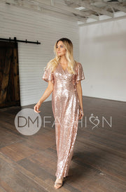 Aria Rose Gold Sequin Dress - DM Exclusive - Nursing Friendly - Maternity Friendly - FINAL SALE