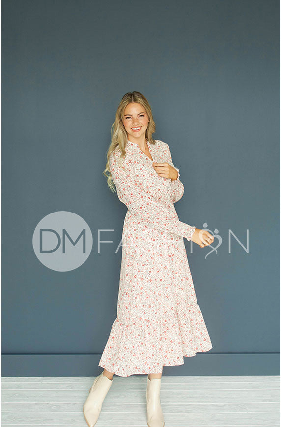 Amy Floral Bud Midi Dress - DM Exclusive - Maternity Friendly - Restocked - FINAL SALE